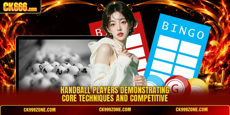 Handball players demonstrating core techniques and competitive